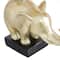 Gold Polystone Contemporary Elephant Sculpture, 10" x 8" x 6"